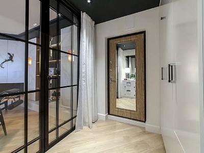 Входная дверь в квартиру с зеркалом